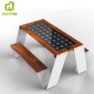 Venkovní mobilní telefon nabíjení Smart Solar Picnic Steel Table Bench Supplier
